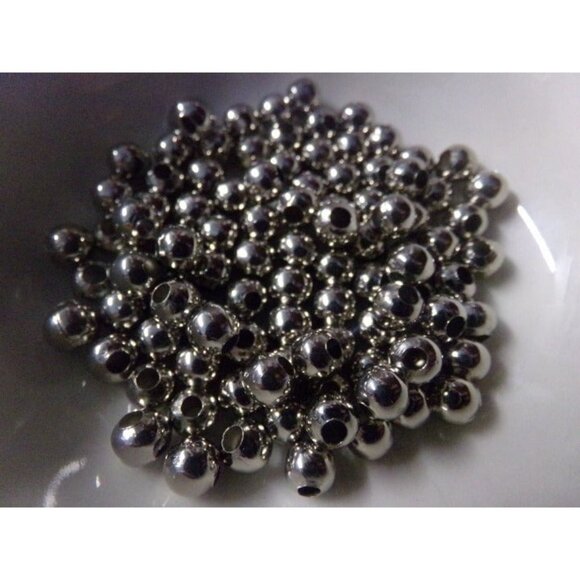 Platinum Plated Smooth Spacer Beads 6mm - Picture 1 of 2
